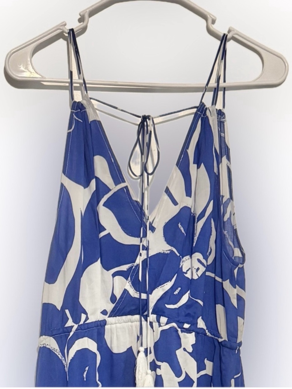 Elan Blue and White Floral Pattern Strappy Maxi Sundress A Definite Must Have! - Picture 6 of 10
